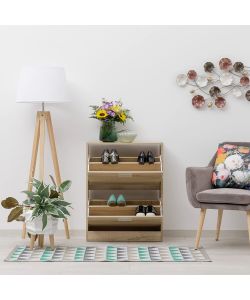 Domo Mea Scarpiera Nature 2 ribalte in legno naturale 60x24x81,5 cm