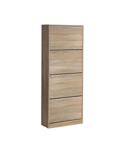 Scarpiera Nature - 4 Ribalte in Legno Naturale 60x24x152 cm
