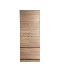 Scarpiera Nature - 4 Ribalte in Legno Naturale 60x24x152 cm