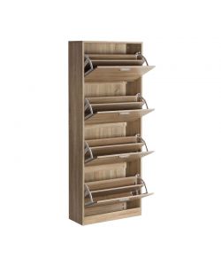 Scarpiera Nature - 4 Ribalte in Legno Naturale 60x24x152 cm