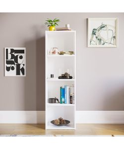 Libreria Bianca 4 Ripiani - 40x29x106 cm Ideale per Ufficio e Salotto