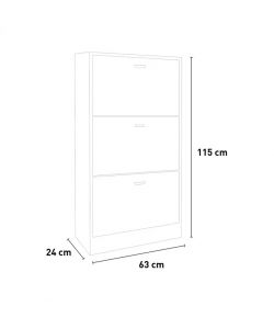 Scarpiera Bianca 3 Ribalte - Pratica e Spaziosa 60x24x117 cm