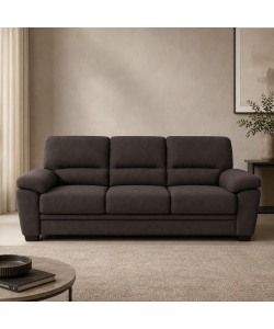 Divano 3 Posti Jupiter Brown in Nabuk 206x90x86 cm Elegante e Confortevole
