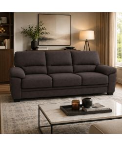 Divano 3 Posti Jupiter Brown in Nabuk 206x90x86 cm Elegante e Confortevole