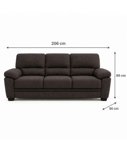 Divano 3 Posti Jupiter Brown in Nabuk 206x90x86 cm Elegante e Confortevole