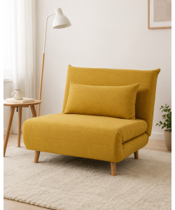 Poltrona Letto in Tessuto Giallo Design Scandinavo 76x80x74 cm - Domo Mea