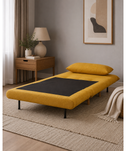 Poltrona Letto in Tessuto Giallo Design Scandinavo 76x80x74 cm - Domo Mea