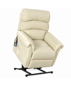 Poltrona Relax Massaggiante Crema - Recliner Elettrico, Alzapersona 90x90x105 cm