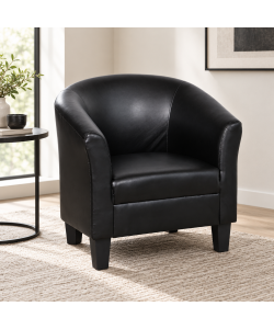 Poltroncina in Ecopelle Nera - Comoda e Elegante 73,5x65,5x72,5 cm