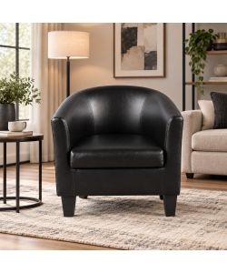 Poltroncina in Ecopelle Nera - Comoda e Elegante 73,5x65,5x72,5 cm