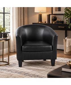 Poltroncina in Ecopelle Nera - Comoda e Elegante 73,5x65,5x72,5 cm