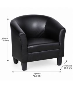 Poltroncina in Ecopelle Nera - Comoda e Elegante 73,5x65,5x72,5 cm