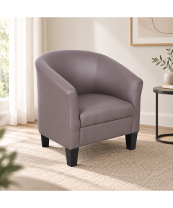 Poltroncina Ecopelle Fango a Pozzetto - 73,5x65,5x72,5 cm