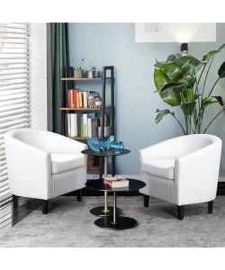 Poltroncina Ecopelle Bianca a Pozzetto - Design Moderno e Confortevole