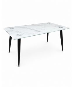 Domo Mea Tavolino da Caffè Vetro Effetto Marmo Bianco e Nero 100x55 cm