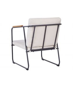 Domo Mea Salotto da Giardino Milos in Ferro Nero con Cuscini Ecr - Set Completo Divanetto, Poltrone e Tavolino