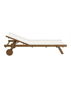 Domo Mea Lettino Prendisole da Giardino in Eucalipto e Tela Ecru - 195x71 cm