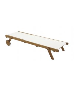 Domo Mea Lettino Prendisole da Giardino in Eucalipto e Tela Ecru - 195x71 cm