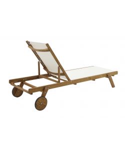 Domo Mea Lettino Prendisole da Giardino in Eucalipto e Tela Ecru - 195x71 cm