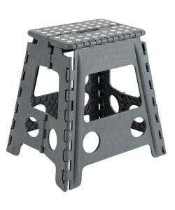 Sgabello Pieghevole Grigio in Plastica - 39x29x22 cm