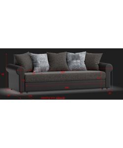 Domo Mea Divano Letto 3 Posti Tortora - Misure 240x90x83 cm - Funzione Letto 200x140 cm