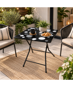 Domo Mea Tavolino Pieghevole a Pois 60x60 cm - Design Moderno e Pratico