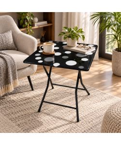 Domo Mea Tavolino Pieghevole a Pois 60x60 cm - Design Moderno e Pratico