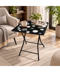 Domo Mea Tavolino Pieghevole a Pois 60x60 cm - Design Moderno e Pratico