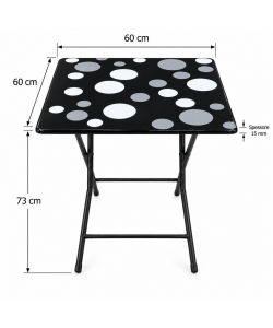 Domo Mea Tavolino Pieghevole a Pois 60x60 cm - Design Moderno e Pratico