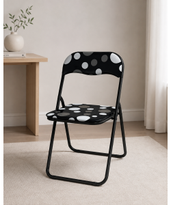 Domo Mea Sedia Pieghevole a Pois - Struttura in Acciaio - Nero - L44 x P45 x A79 cm