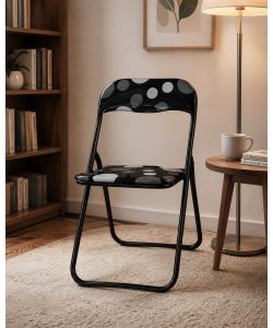 Domo Mea Sedia Pieghevole a Pois - Struttura in Acciaio - Nero - L44 x P45 x A79 cm