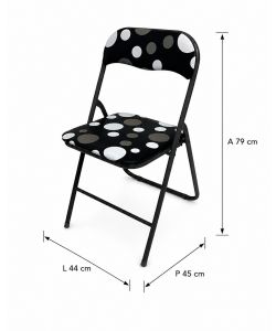 Domo Mea Sedia Pieghevole a Pois - Struttura in Acciaio - Nero - L44 x P45 x A79 cm