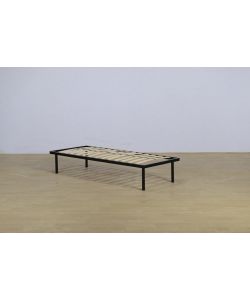 Domo Mea Rete Letto 13 Doghe in Legno e Metallo Nero - 80x190 cm