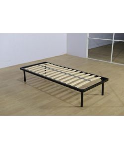 Domo Mea Rete Letto 13 Doghe in Legno e Metallo Nero - 80x190 cm