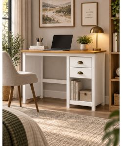 Domo Mea Scrivania Topazio Bianca con Cassetti - 110x45x76 cm