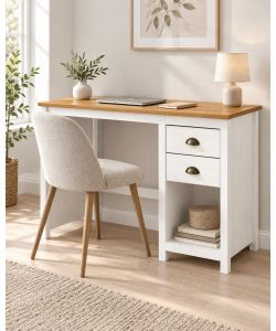 Domo Mea Scrivania Topazio Bianca con Cassetti - 110x45x76 cm