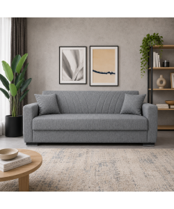 Divano Letto 3 Posti in Tessuto Grigio 210x75x80 cm Apertura Facile - New York Domo Mea