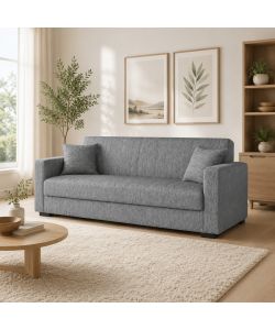 Divano Letto 3 Posti in Tessuto Grigio 210x75x80 cm Apertura Facile - New York Domo Mea