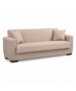 Divano Letto 3 Posti in Tessuto Beige Chiaro 210x75x80 cm Apertura Facile - New York Domo Mea