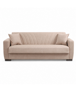 Divano Letto 3 Posti in Tessuto Beige Chiaro 210x75x80 cm Apertura Facile - New York Domo Mea