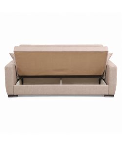 Divano Letto 3 Posti in Tessuto Beige Chiaro 210x75x80 cm Apertura Facile - New York Domo Mea