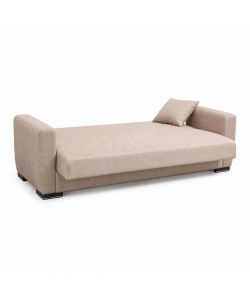Divano Letto 3 Posti in Tessuto Beige Chiaro 210x75x80 cm Apertura Facile - New York Domo Mea