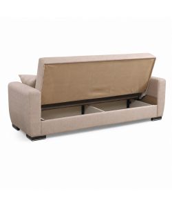 Divano Letto 3 Posti in Tessuto Beige Chiaro 210x75x80 cm Apertura Facile - New York Domo Mea
