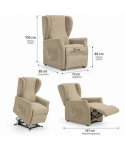 Domo Mea Poltrona Viki Reclinabile Beige - Funzione Lift e Relax