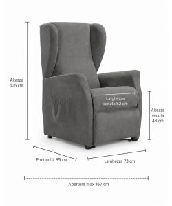 Domo Mea Poltrona Viki Reclinabile Grigia  - Funzione Lift e Relax