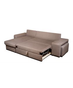 Domo Mea Divano angolare Virginia Tortora 3 posti trasformabile 250x160 cm