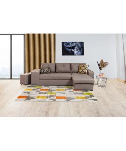Domo Mea Divano angolare Virginia Tortora 3 posti trasformabile 250x160 cm