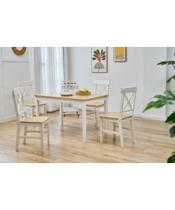 Domo Mea - Set Tavolo e Sedie Bianco e Rovere - Tavolo 118x74 cm