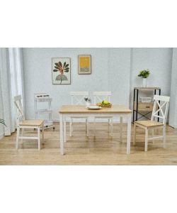 Set tavolo e sedie bianco e rovere