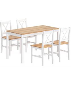 Domo Mea - Set Tavolo e Sedie Bianco e Rovere - Tavolo 118x74 cm